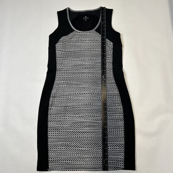 Athleta Dot Fuse Mesh Back Stretchy Dress Size Medium Black Gray Sleeveless - Picture 6 of 11